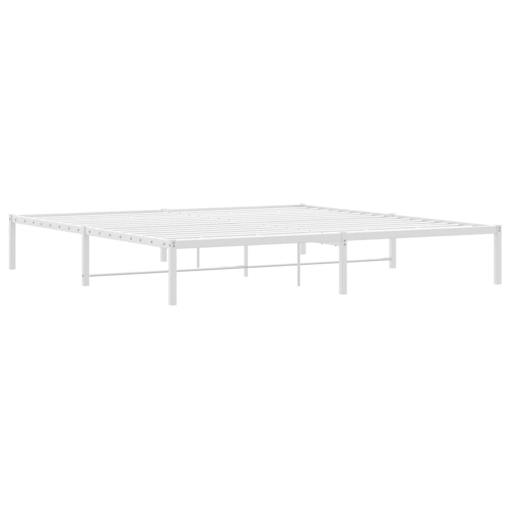 Metal Bed Frame without Mattress White 200x200cm
