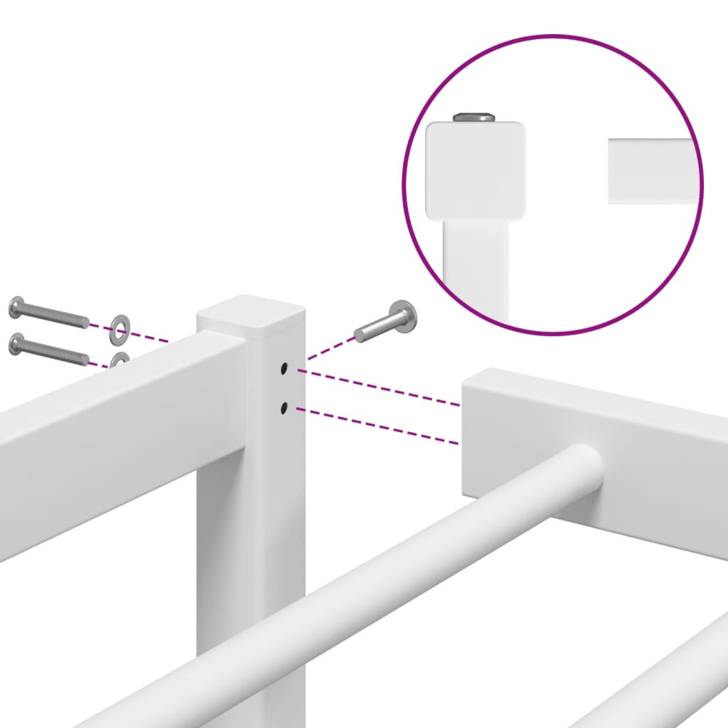 Metal Bed Frame without Mattress White 200x200cm