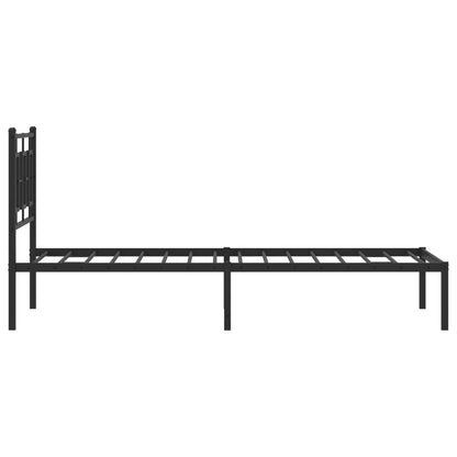 Metal Bed Frame without Mattress with Headboard Black 90x190cm
