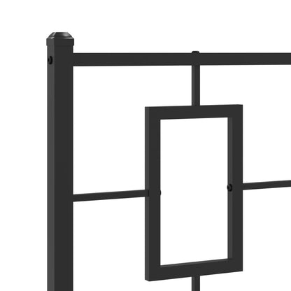 Metal Bed Frame without Mattress with Headboard Black 90x190cm