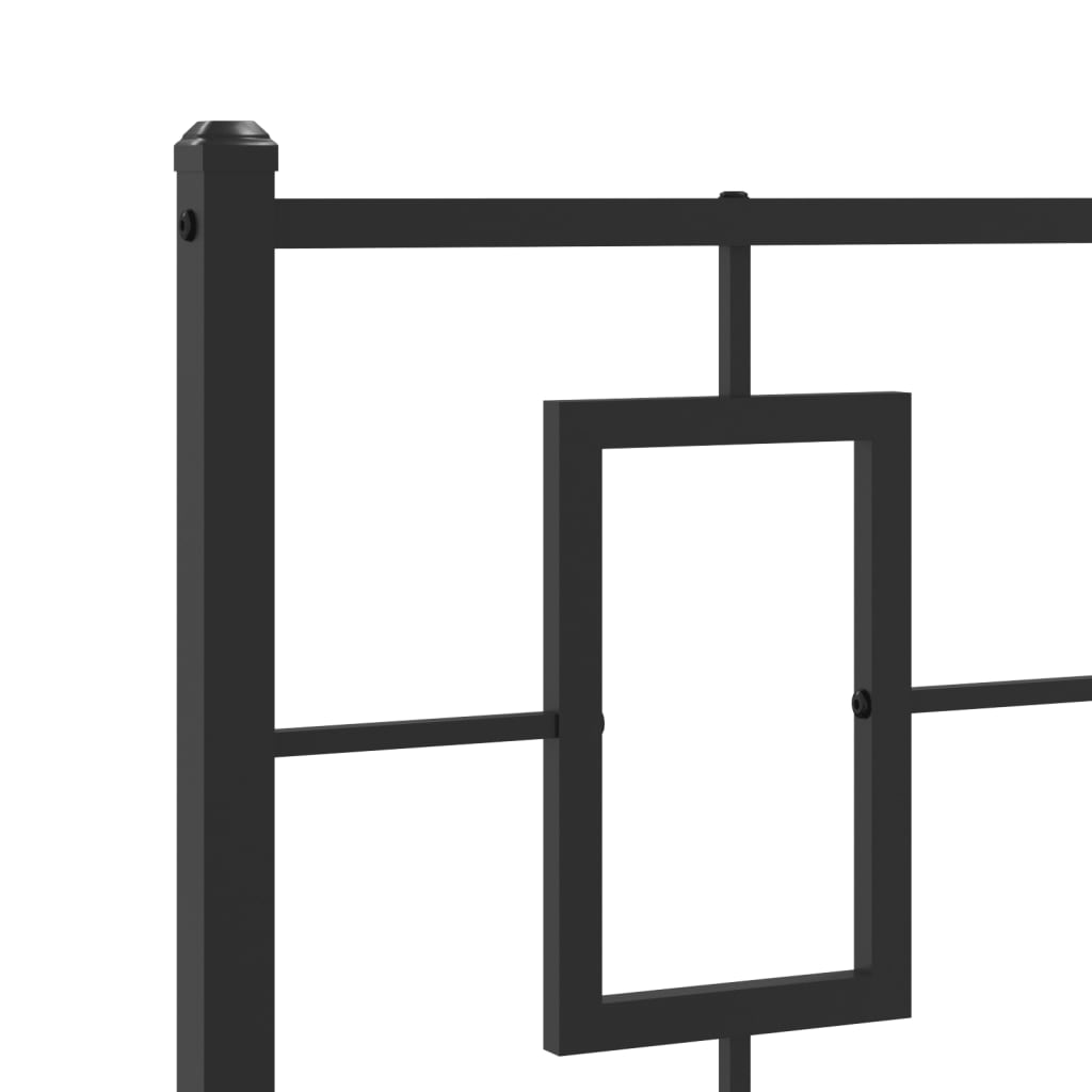 vidaXL Metal Bed Frame without Mattress with Headboard Black 39.4"x78.7"