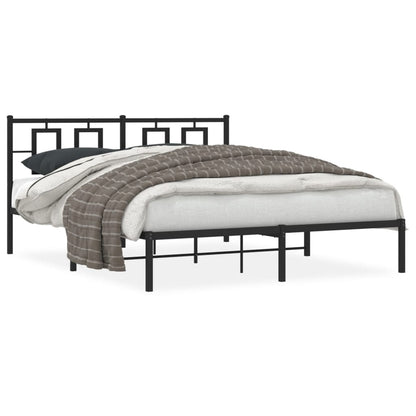 vidaXL Bed Frame Black Powder-Coated Steel King Bed Frame Rectangular