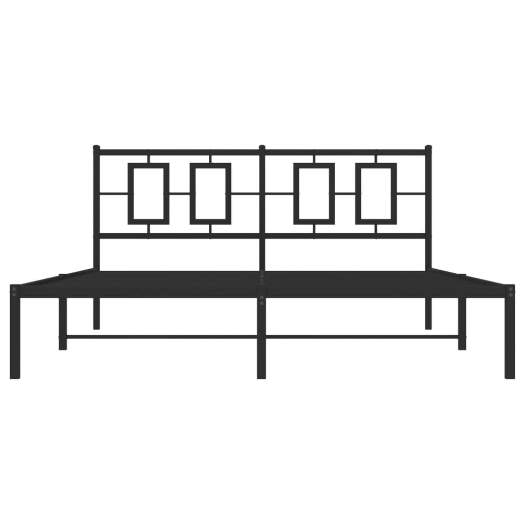 vidaXL Bed Frame Black Powder-Coated Steel King Bed Frame Rectangular
