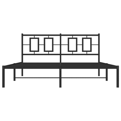 vidaXL Bed Frame Black Powder-Coated Steel King Bed Frame Rectangular