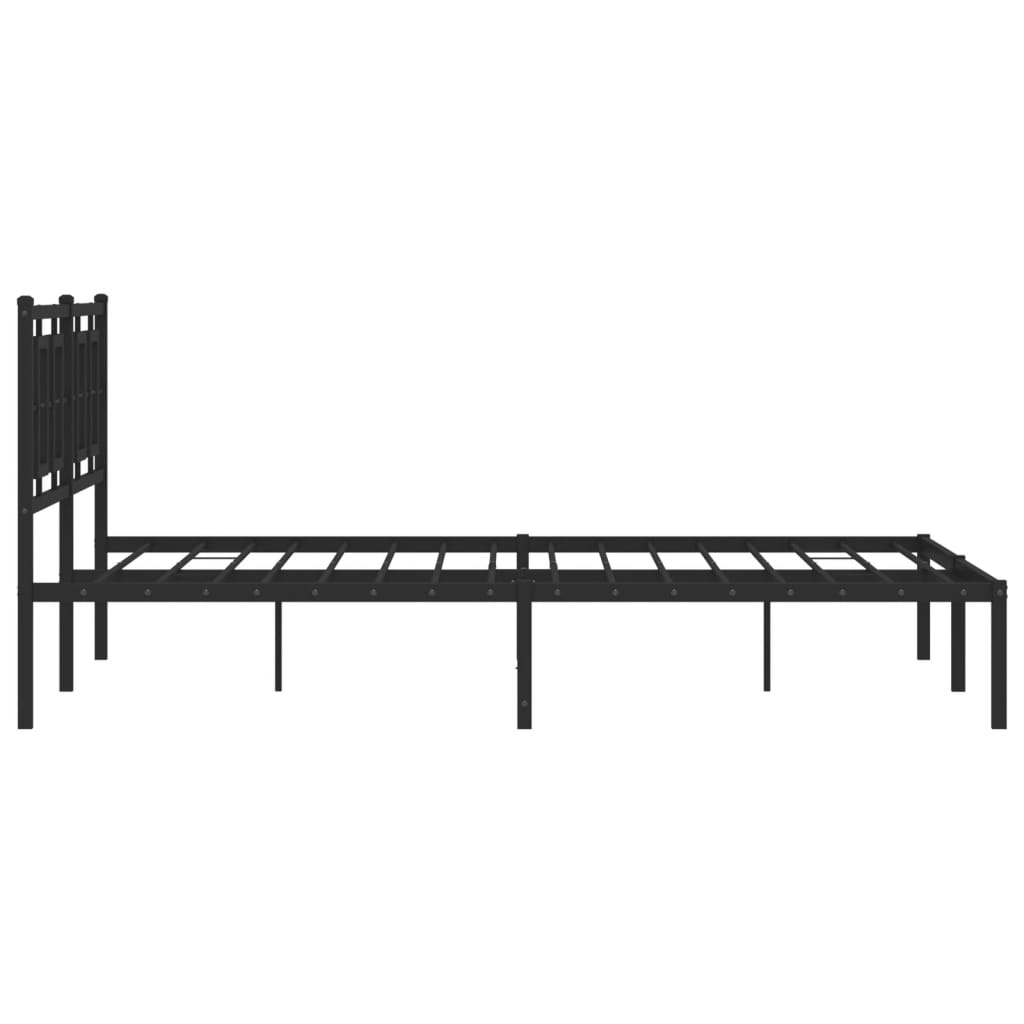 vidaXL Bed Frame Black Powder-Coated Steel King Bed Frame Rectangular
