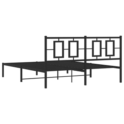 vidaXL Bed Frame Black Powder-Coated Steel King Bed Frame Rectangular