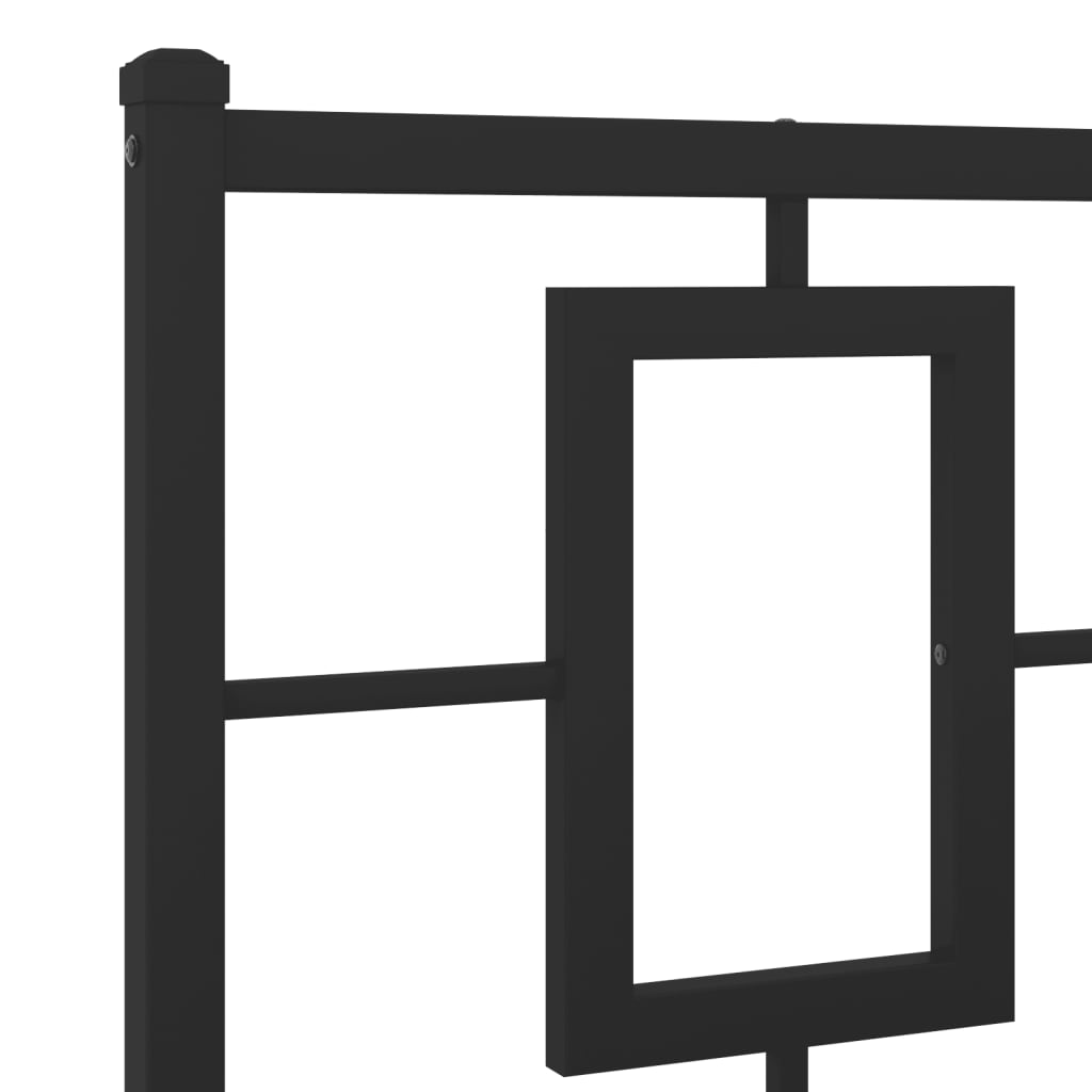 vidaXL Bed Frame Black Powder-Coated Steel King Bed Frame Rectangular