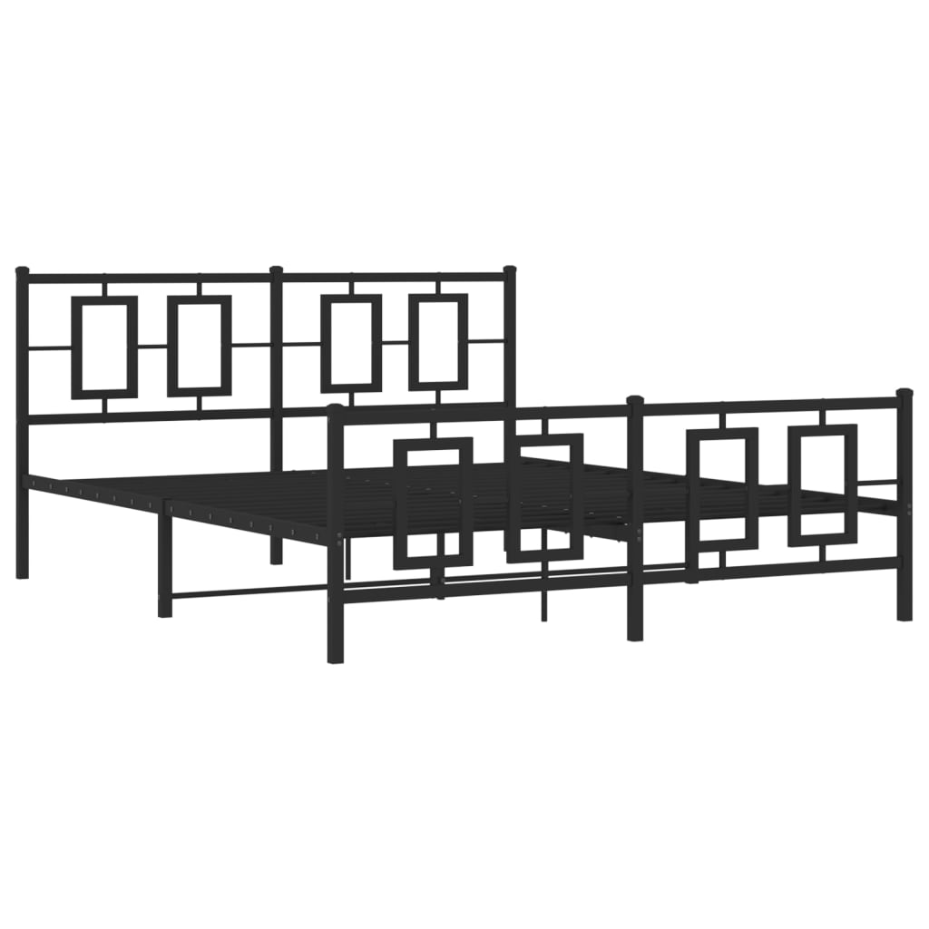 vidaXL Bed Frame Black Powder-Coated Steel King Size Bed Frame