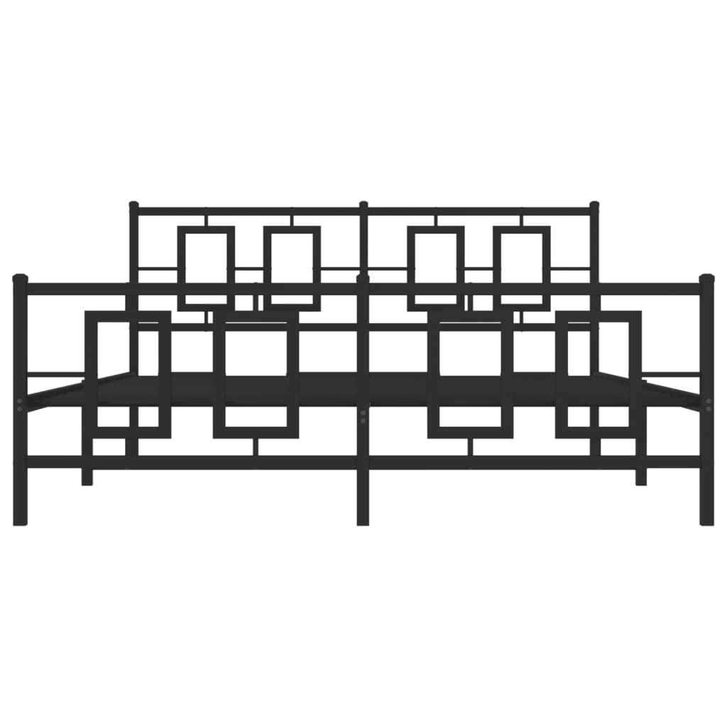 vidaXL Bed Frame Black Powder-Coated Steel King Size Bed Frame