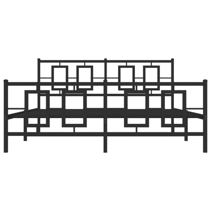 vidaXL Bed Frame Black Powder-Coated Steel King Size Bed Frame