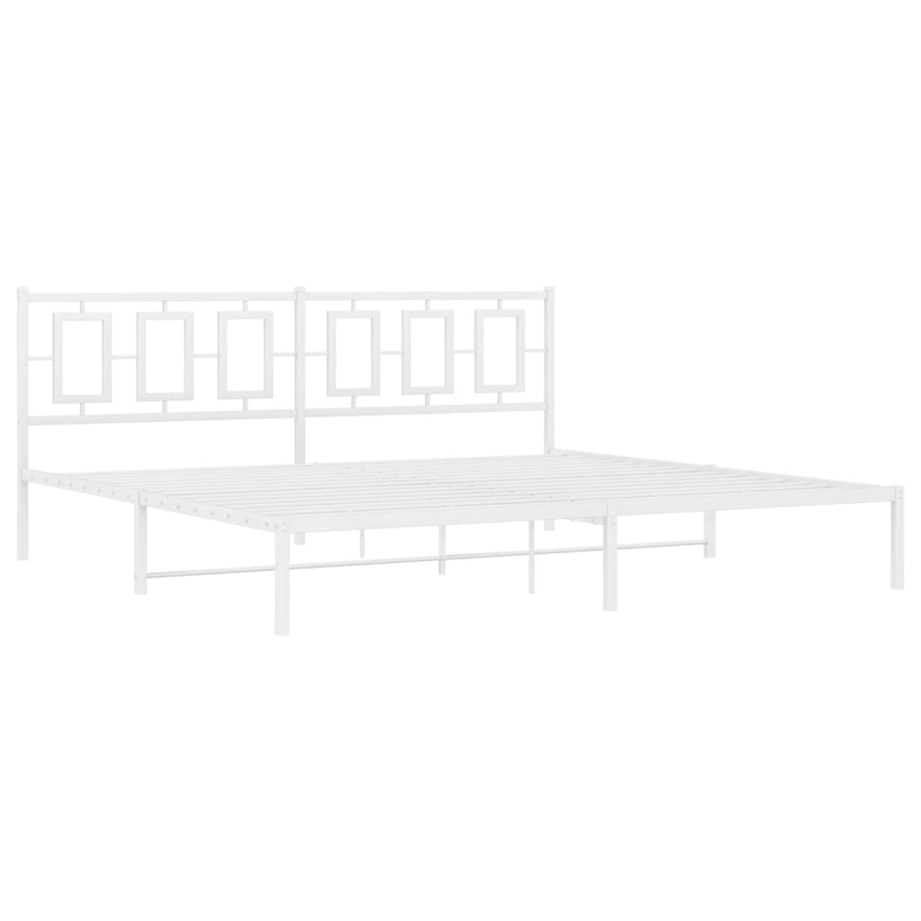 vidaXL Bed Frame White Steel Full Bed Frame Rectangular Modern