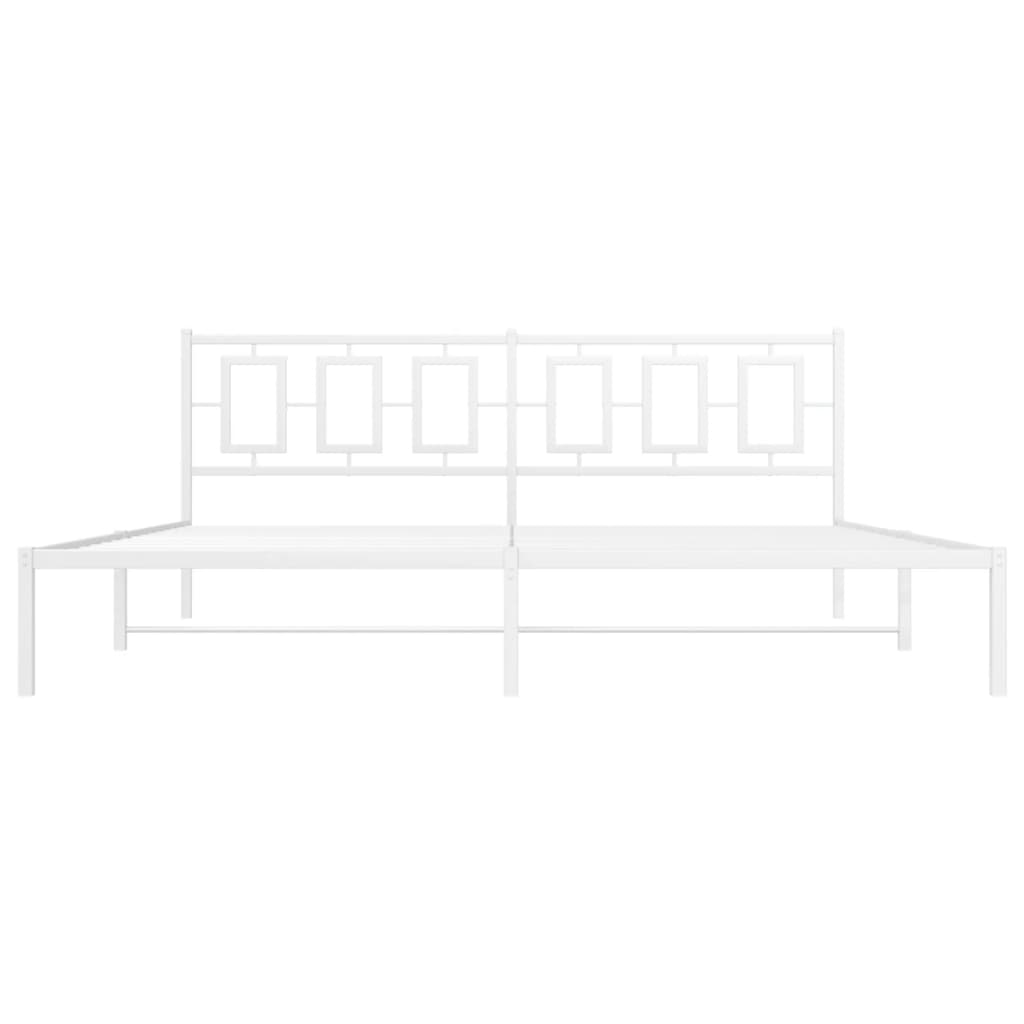 vidaXL Bed Frame White Steel Full Bed Frame Rectangular Modern