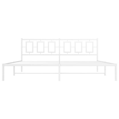 vidaXL Bed Frame White Steel Full Bed Frame Rectangular Modern