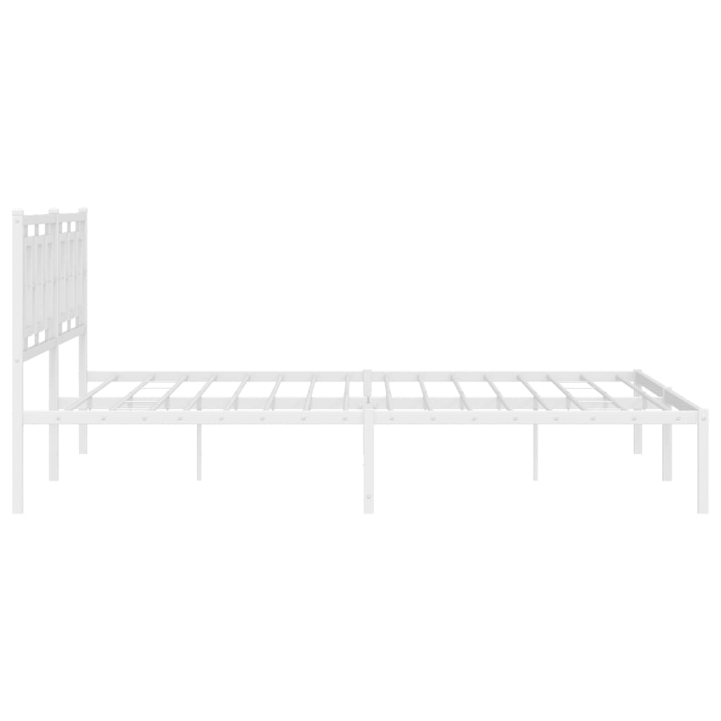 vidaXL Bed Frame White Steel Full Bed Frame Rectangular Modern