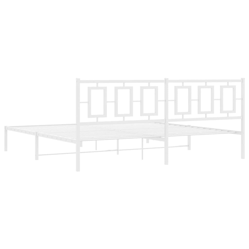 vidaXL Bed Frame White Steel Full Bed Frame Rectangular Modern
