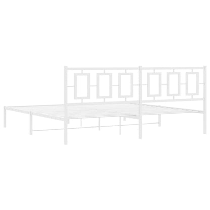 vidaXL Bed Frame White Steel Full Bed Frame Rectangular Modern