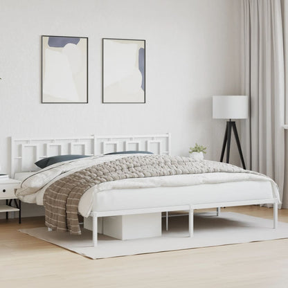 vidaXL Bed Frame White Steel Full Bed Frame Rectangular Modern