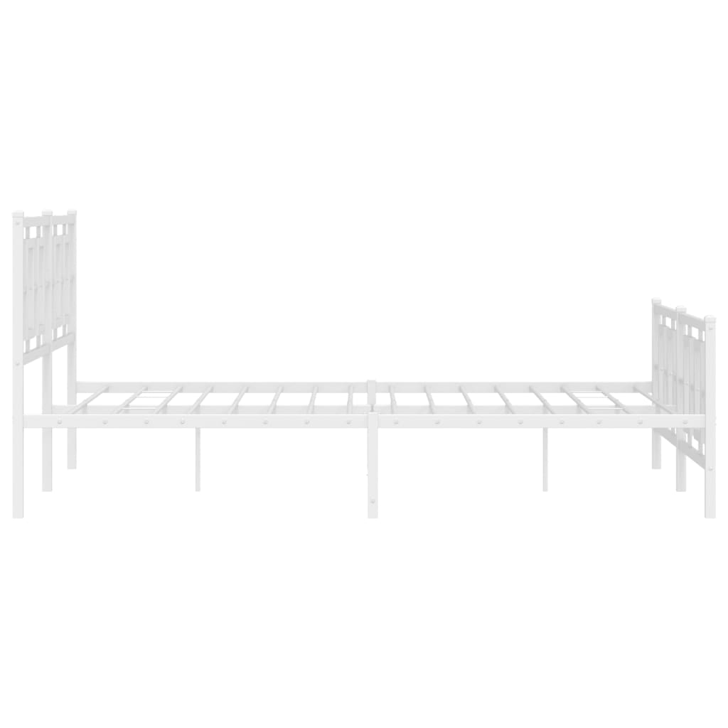 vidaXL Bed Frame White Powder-Coated Steel King Bed Frame Rectangular