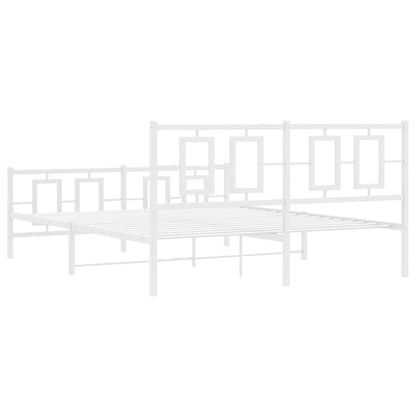 vidaXL Bed Frame White Powder-Coated Steel King Bed Frame Rectangular
