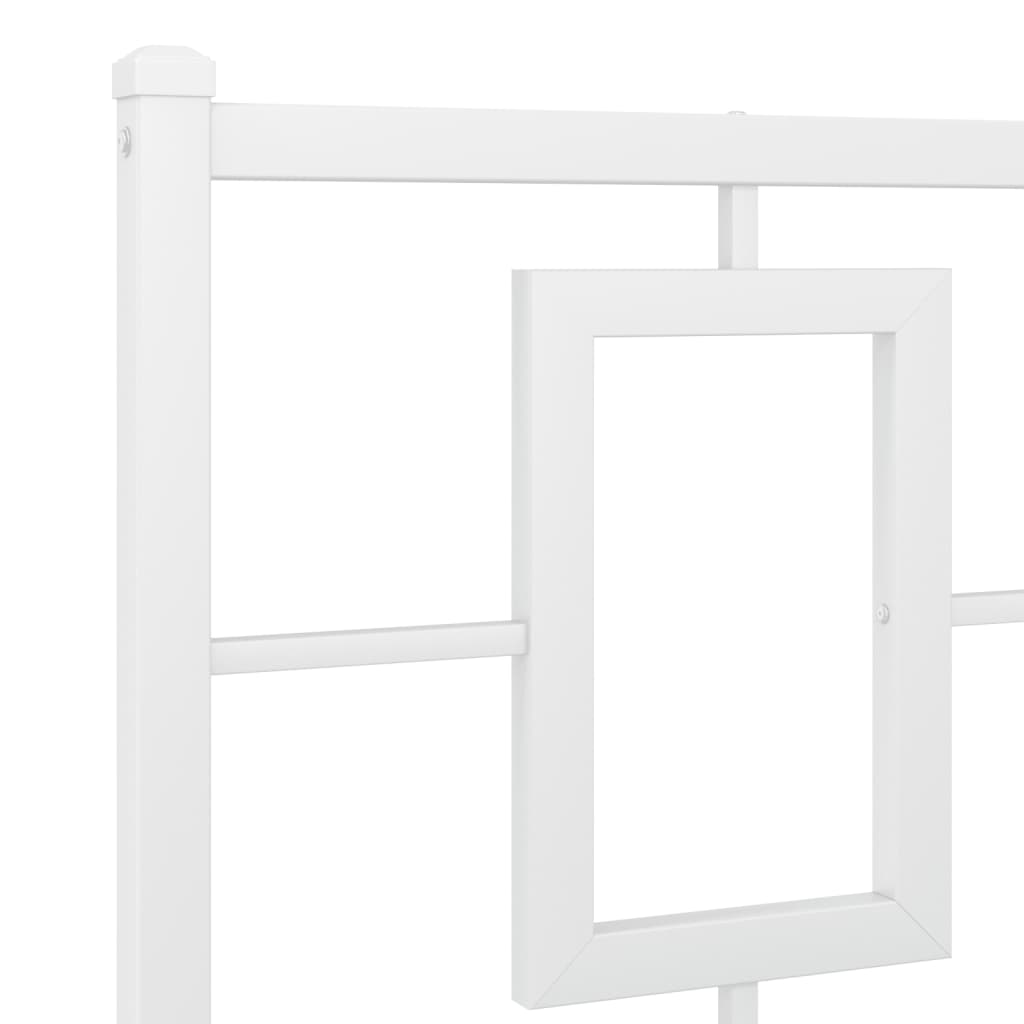 vidaXL Bed Frame White Powder-Coated Steel King Bed Frame Rectangular