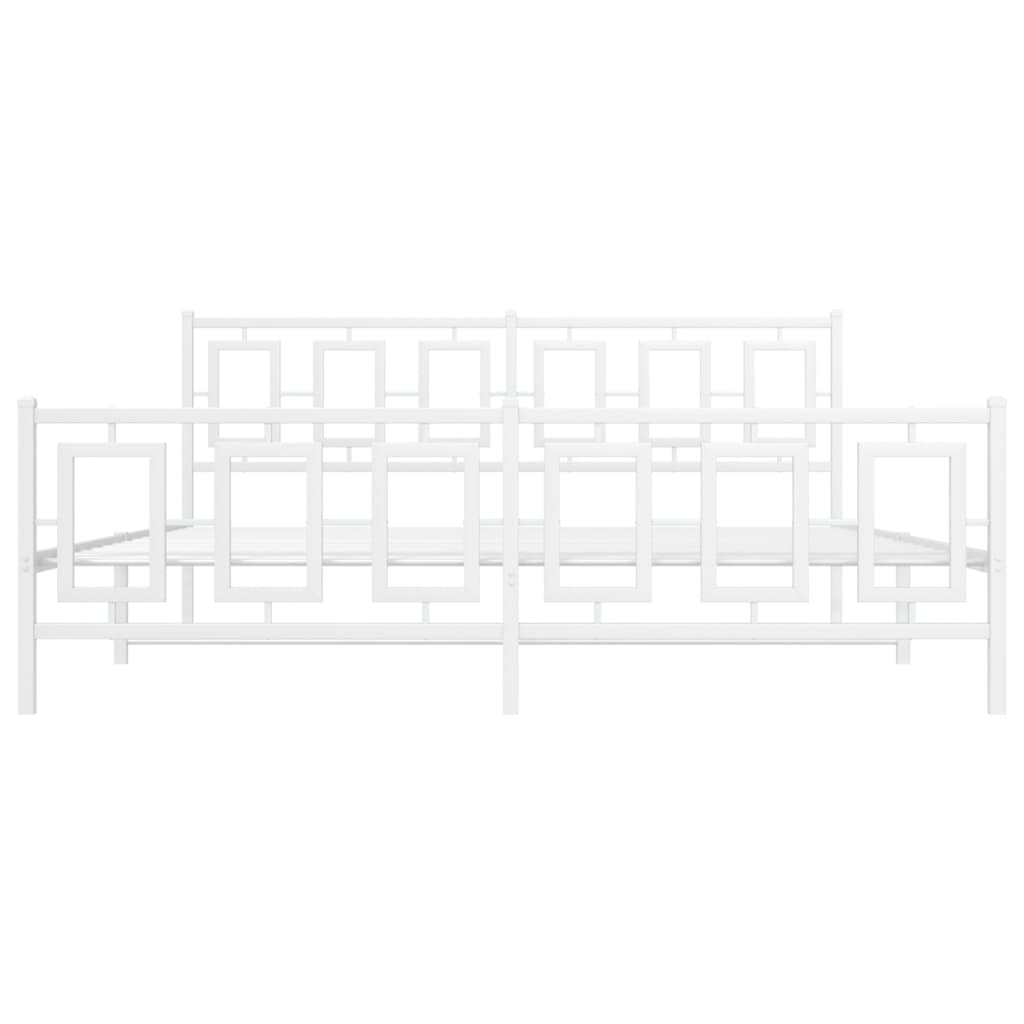 Metal Bed Frame without Mattress with Footboard White 180x200cm