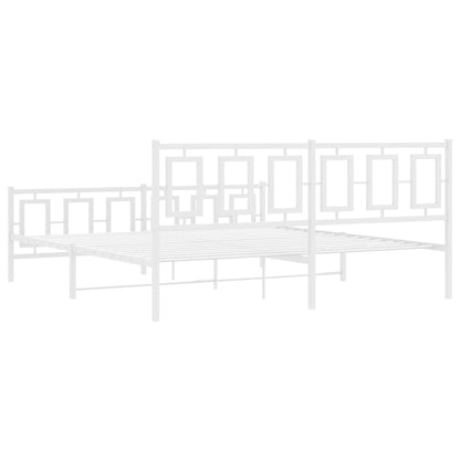 Metal Bed Frame without Mattress with Footboard White 180x200cm