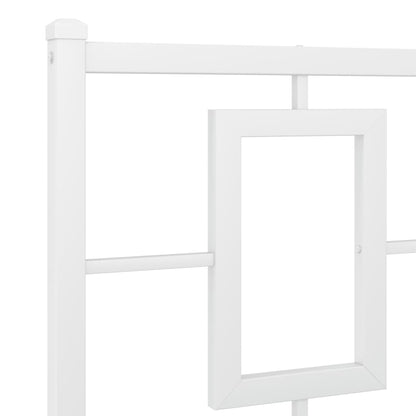 Metal Bed Frame without Mattress with Footboard White 193x203cm