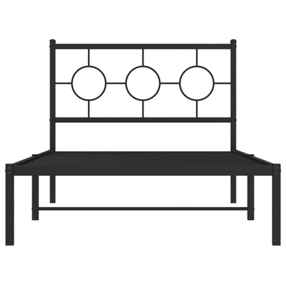 Metal Bed Frame without Mattress with Headboard Black 100x200cm