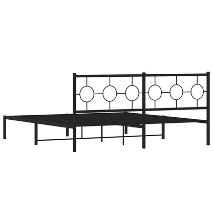 Metal Bed Frame without Mattress with Headboard Black 180x200cm