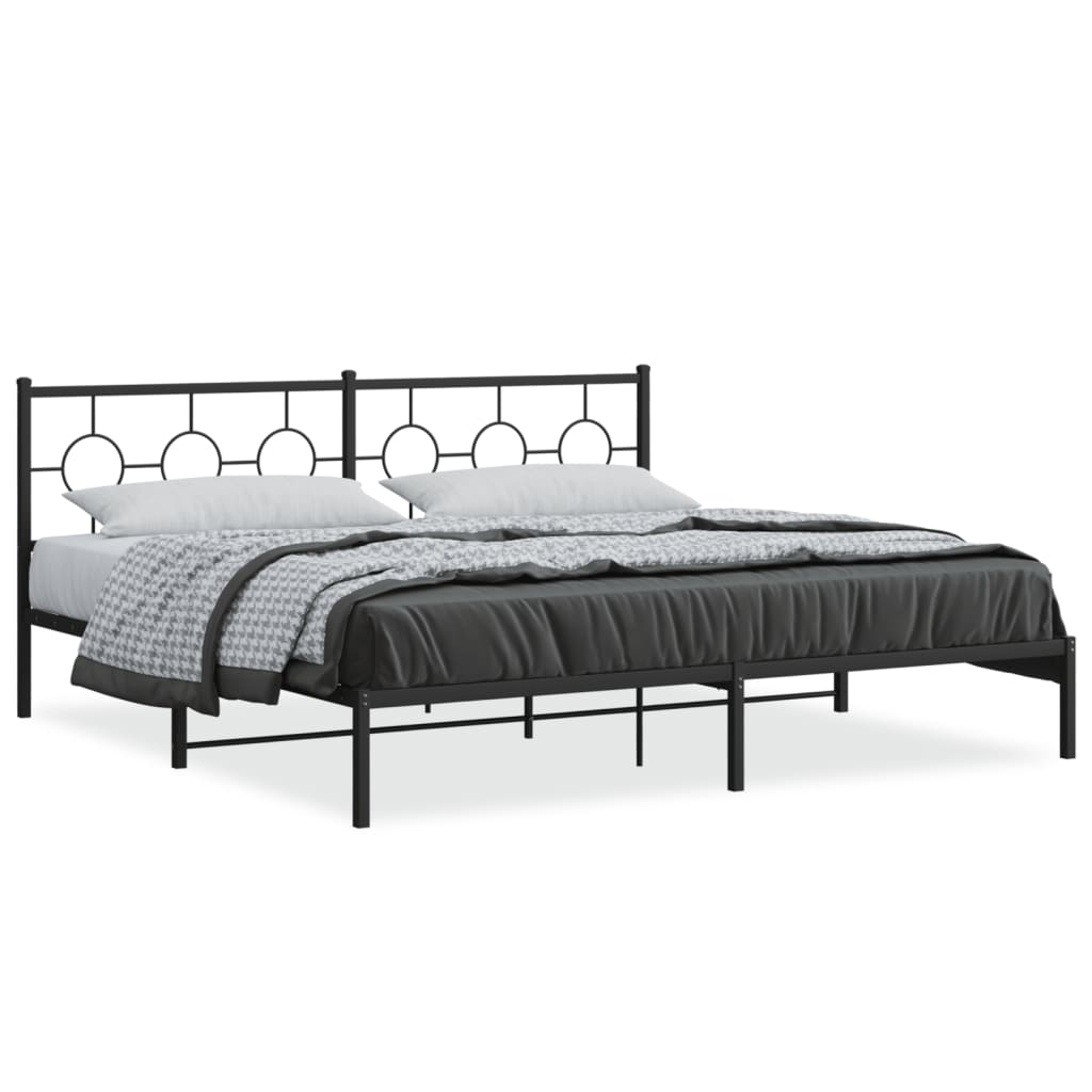 Metal Bed Frame without Mattress with Headboard Black 76"x79.9