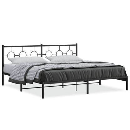 Metal Bed Frame without Mattress with Headboard Black 76"x79.9