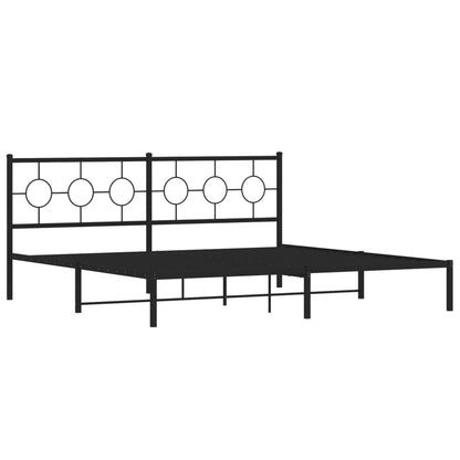 Metal Bed Frame without Mattress with Headboard Black 76"x79.9