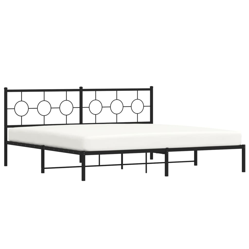 Metal Bed Frame without Mattress with Headboard Black 76"x79.9