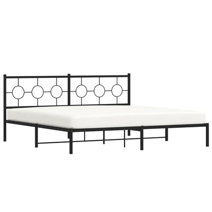 Metal Bed Frame without Mattress with Headboard Black 76"x79.9