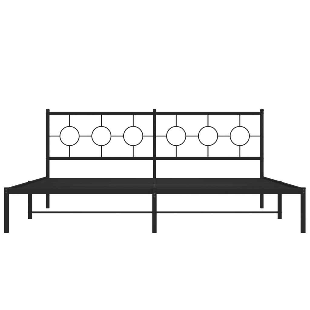 Metal Bed Frame without Mattress with Headboard Black 76"x79.9