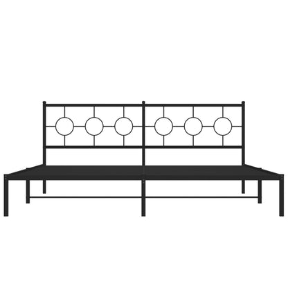 Metal Bed Frame without Mattress with Headboard Black 76"x79.9