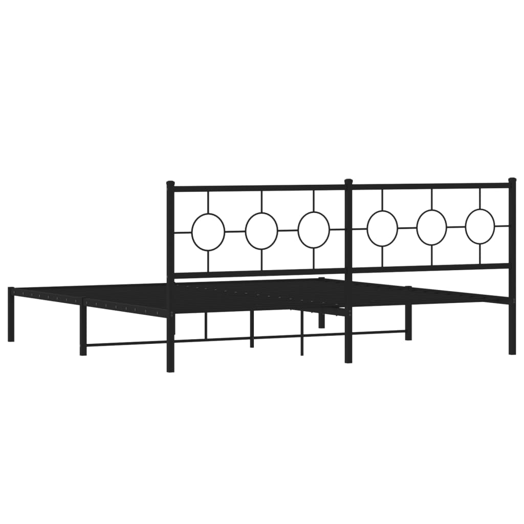 Metal Bed Frame without Mattress with Headboard Black 76"x79.9