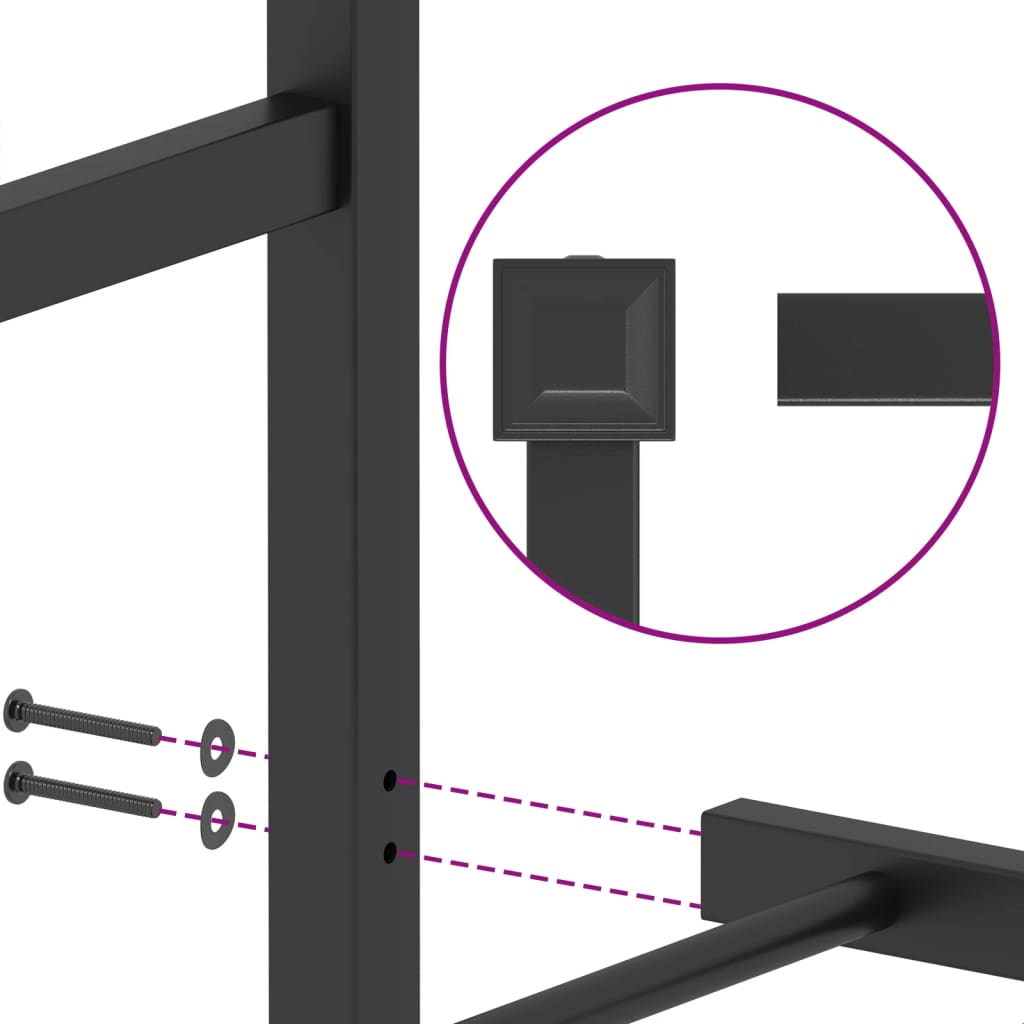 Metal Bed Frame without Mattress with Headboard Black 76"x79.9