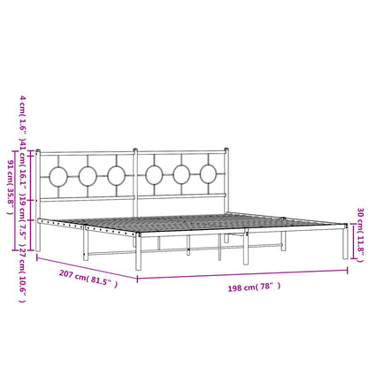 Metal Bed Frame without Mattress with Headboard Black 76"x79.9