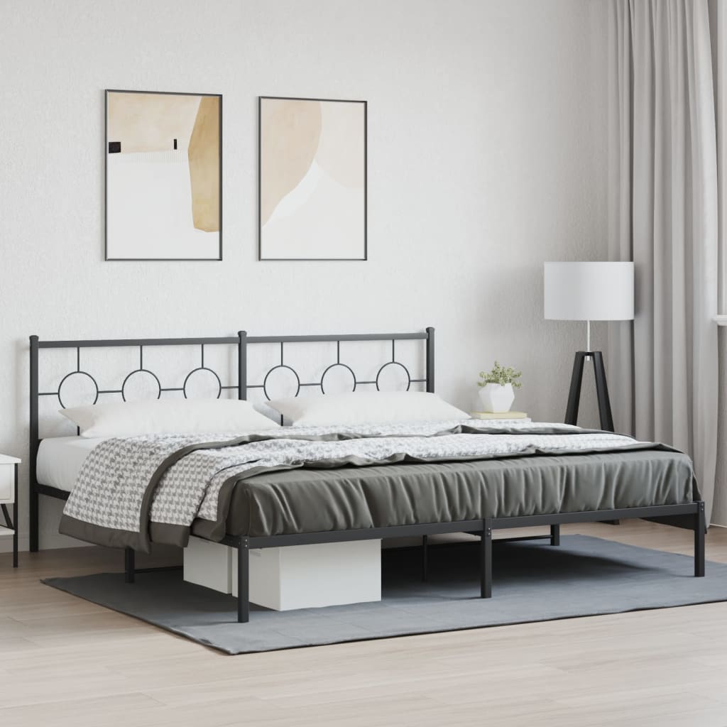 Metal Bed Frame without Mattress with Headboard Black 76"x79.9