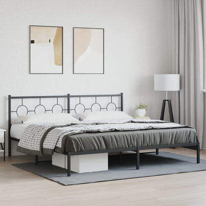 Metal Bed Frame without Mattress with Headboard Black 76"x79.9