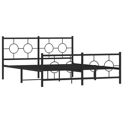 Metal Bed Frame without Mattress with Footboard Black 150x200cm