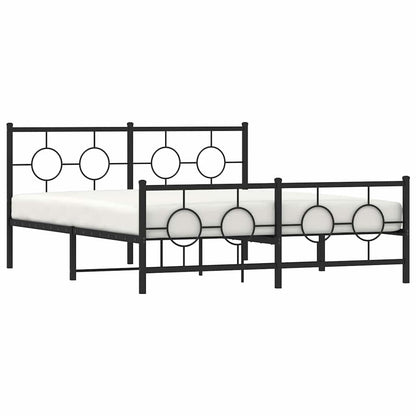 Metal Bed Frame without Mattress with Footboard Black 150x200cm