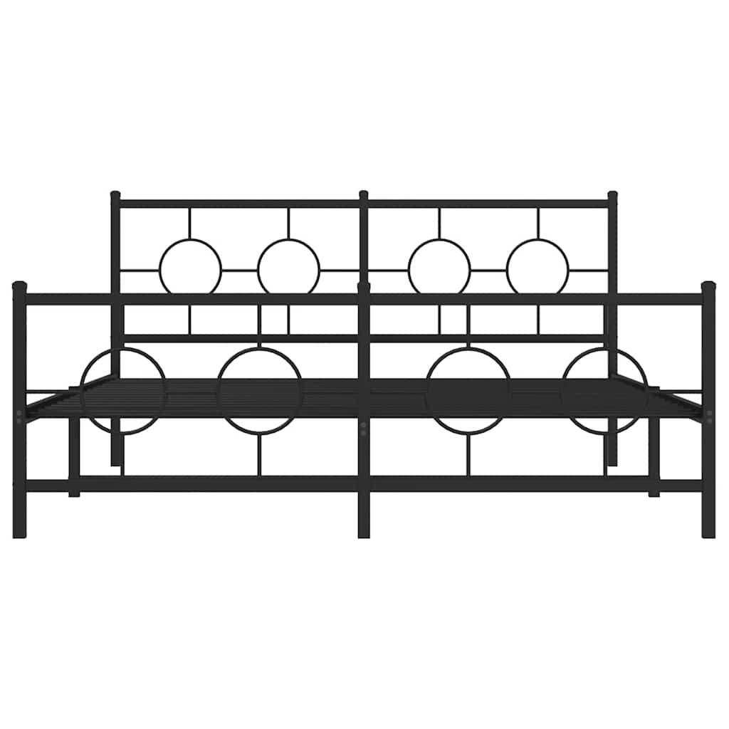 Metal Bed Frame without Mattress with Footboard Black 150x200cm