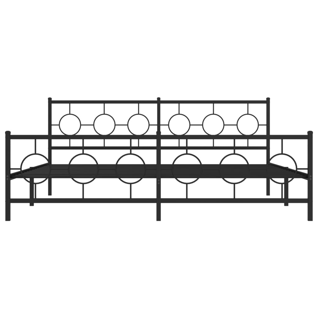 vidaXL Bed Frame Black Powder-Coated Steel Full Bed Frame Rectangular