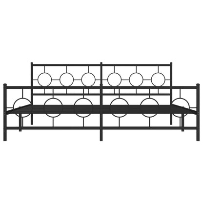 vidaXL Bed Frame Black Powder-Coated Steel Full Bed Frame Rectangular