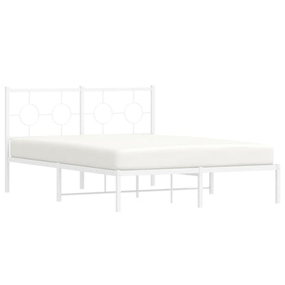 Metal Bed Frame without Mattress with Headboard White 140x200cm