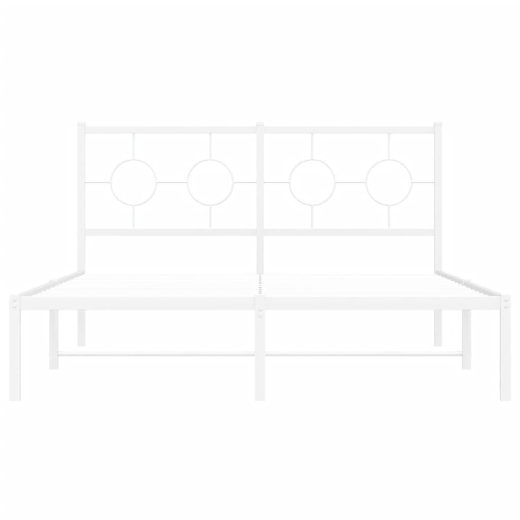Metal Bed Frame without Mattress with Headboard White 140x200cm