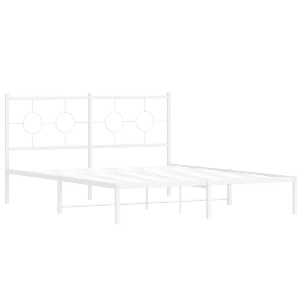 vidaXL Bed Frame White Powder-Coated Steel King Size