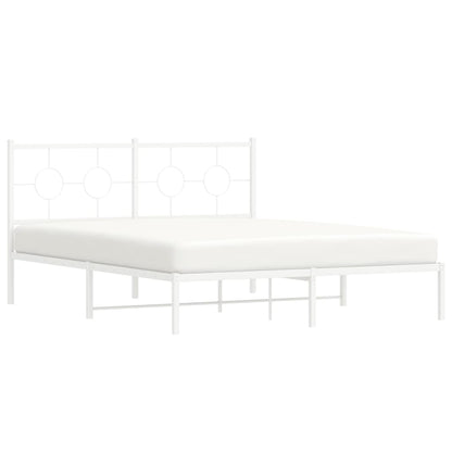 vidaXL Bed Frame White Powder-Coated Steel King Size